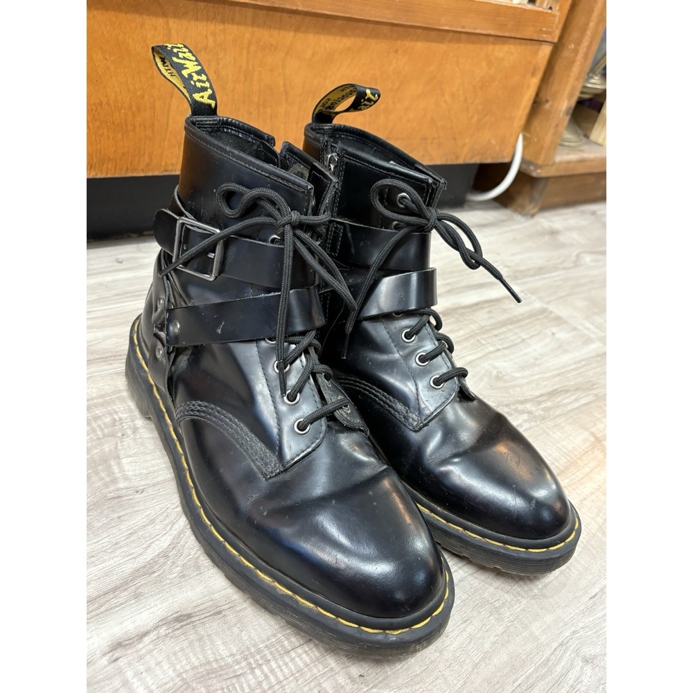 Vintage Black Harness Dr Martens Docs boots sz 11 punk goth metal biker
